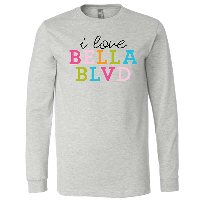 I Love Bella Blvd Shirt - Gray Long Sleeve
